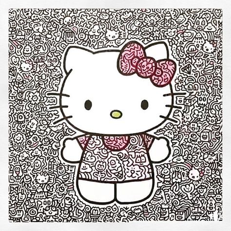 Mr. Doodle Inspired Doodling Pictures – Art is Basic | An Elementary Art Blog Hello Kitty Doodles, Kitty Doodles, Mr Doodle, Doodle Art, Hello Kitty, Doodles, Kitty, Art