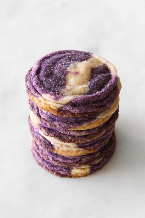 Marbled Ube Cookies - Constellation Inspiration Ube Cookies, Ube Extract, Purple Cookies, Ube Recipes, Cake Video, Purple Yam, Cookies Vegan, Chewy Sugar Cookies, Root Vegetable