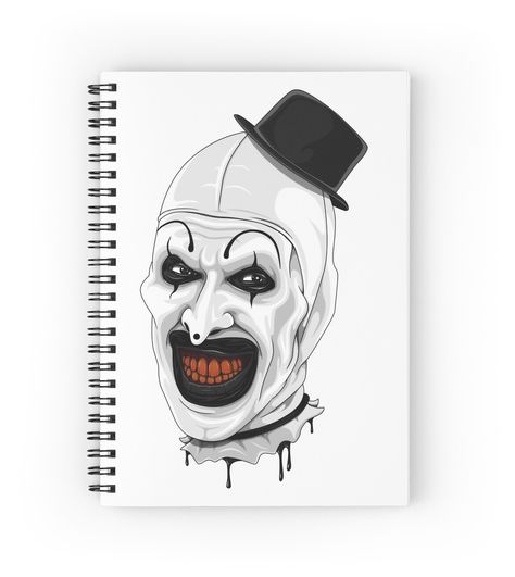 Spiral notebooks with high-quality edge-to-edge print on front. 120 pages in your choice of ruled or graph lines. Art the Clown terrifier movie halloween T-shirt Terrifier Painting Easy, Terrifier Drawing Easy, Art The Clown Drawing Terrifier, Terrifier Painting, Art The Clown Terrifier Drawing, Art The Clown Drawing, Terrifier Drawing, Terrifier Tattoo, Terrifier Movie