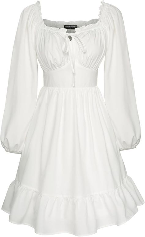 Amazon.com: Renaissance Corset Dresses Long Lantern Sleeve 2024 Fall Medieval Milkmaid Dress White XL : Clothing, Shoes & Jewelry Corset Dress Long, Milkmaid Dress, Off The Shoulder Mini Dress, Lantern Sleeve, Corset Dress, Lantern Sleeves, Historical Fashion, Classic Elegance, Dress Long