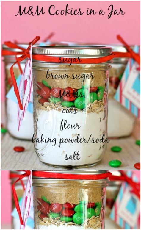 M&M Cookies In A Jar Mix Mason Jar Cookie Recipes, Cookies In A Jar, Cookie Mixes, Mason Jar Cookies, M M Cookies, Candy Cookie, Dessert In A Jar, Mason Jar Meals, Chocolate Caliente