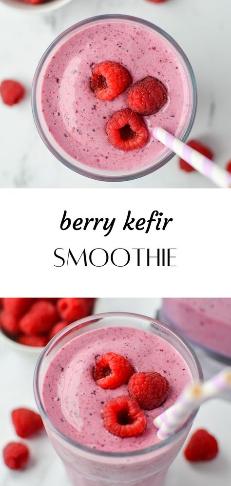 This easy Berry Kefir Smoothie recipe is the perfect healthy breakfast recipe for busy week days, and is rich in probiotics. Made with 3 simple ingredients, this kefir smoothie recipe is a great beginner recipe and can be made with store-bought or homemade kefir. Fermented Beverages, Banana Oatmeal Bars, Kefir Smoothie, Easy Smoothie Recipe, Family Friendly Breakfast, Lacto Fermented, Kefir Recipes, Perfect Healthy Breakfast, Milk Kefir