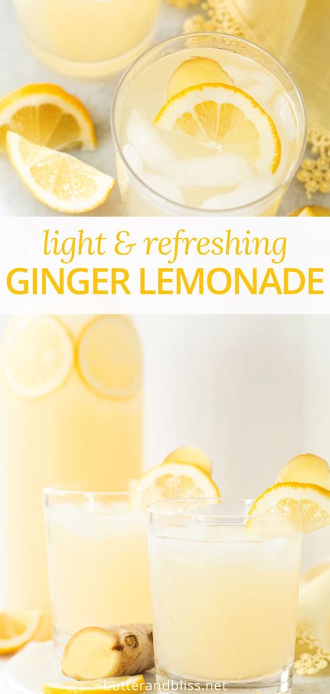 Honey Lemonade, Honey Drink, Ginger Lemonade, Ginger Honey, Ginger Drink, Drink Recipes Nonalcoholic, Lemon Drink, Homemade Drinks, Ginger Recipes