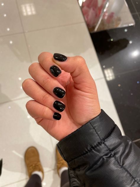 Dip Powder Black Nails, Black Dipped Nails, Squoval Black Nails, Black Dip Nails Short, Black Dip Powder Nails, Basic Black Nails, Black Dip Nails Ideas, Black Dip Nails, Black Dipped Nails Ideas