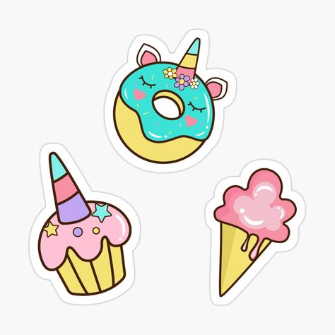 Get my art printed on awesome products. Support me at Redbubble #RBandME: https://www.redbubble.com/i/sticker/Set-Unicorn-Cakes-by-HannaArtLab/154190173.EJUG5?asc=u Unicorn Topper Printable Free, Unicorn Topper Printable, Unicorn Cake Sticker, Unicorn Horn Printable Cake Topper, Unicorns Stickers, Flower Templates Printable Free, Flower Templates Printable, Unicorn Cake Topper, Unicorn Stickers