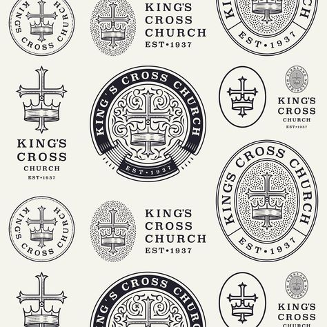 Peter Voth on Instagram: “Explorations and responsive versions for King‘s Cross Church from Kirkland Washington. • #petervothdesign #logodesign #branding #etching…” Peter Voth, Church Logo Design, Crest Monogram, Japanese Logo, Church Logo, Kings Cross, Kirkland Washington, Church Design, Badge Design