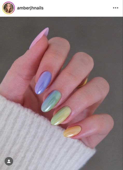 Ombre Chrome Nails, Spring Rainbow, Pink Nail Art Designs, Chrome Nail Art, Milky Nails, Chrome Nails Designs, Cute Spring Nails, Pink Nail Art, Floral Nail Art