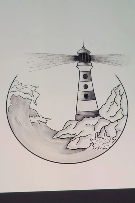 Tattoo uploaded by Nick Jansen • Lighthouse small tattoo drawing #digitalart #artflow • Tattoodo How To Draw A Lighthouse, Lighthouse Drawing Simple, Light House Drawing, Lighthouse Sketch, Lighthouse Drawing, Lighthouse Tattoo, Tattoo Themes, Line Art Tattoos, Book Tattoo