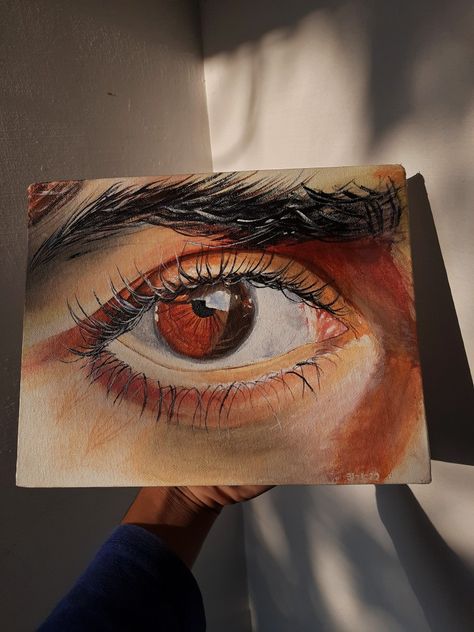 Eyes Painting On Canvas, Eye Canvas Painting Acrylics, Brown Eye Painting, Eye Painting Acrylic, Eye Oil Painting, Diy Abstract Canvas Art, Brown Painting, Eye Painting, Art Theme