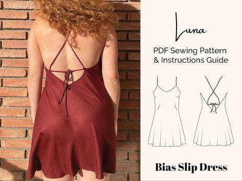 Slip Dress Sewing Pattern, Bias Slip Dress, Dress Pdf Pattern, Make Your Own Clothes, Couture Mode, Fashion Sewing Pattern, Sewing Pattern Sizes, How To Make Clothes, Clothing Inspiration