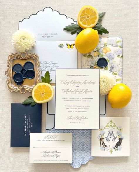 Mediterranean Wedding Invitations, Italian Wedding Invitations, Lemon Wedding Invitations, Wedding Color Pallet, Citrus Wedding, Colorful Wedding Flowers, Mediterranean Wedding, Amalfi Coast Wedding, Summer Wedding Invitations