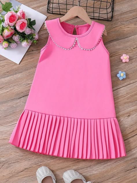 Pleated Fabric Dress, Dress For Kids Girl, Dress With Peter Pan Collar, Classy Short Dresses, Kids Dress Collection, 2piece Outfits, Chic Dress Classy, African Dresses For Kids