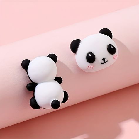 Faster shipping. Better service Panda Clay Earrings, Panda Polymer Clay, Panda Design, Cute Stud Earrings, Clay Diy Projects, Polymer Earrings, Cartoon Panda, Couple Mugs, Kids Earrings