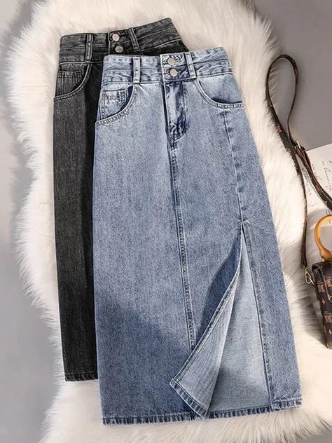 Long Denim Skirt, Casual Day Outfits, Denim Skirt Women, Quick Outfits, Lined Jeans, Easy Trendy Outfits, Modest Fashion Outfits, Style Summer, Outfits Casuales