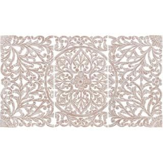 Bed Bath & Beyond | The Best Deals Online: Furniture, Bedding, Rugs, Kitchen Essentials & More Carved Wood Wall Decor, 3 Panel Wall Art, Tan Walls, Taupe Walls, Hampi, Panel Wall Art, White Wall Art, White Paneling, Wall Decor Set