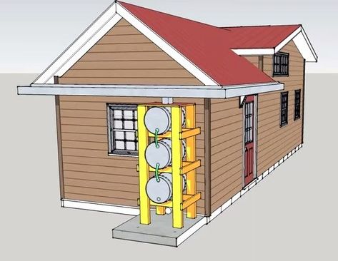 This is a 10′ wide by 30′ long 300 sq. ft. tiny house design with additional space in the loft. One of my favorite features about it are that there’s a staircase (not a ladder) to… Tiny House Company, Best Tiny House, Tiny House Floor Plans, Tiny Cabins, Urban Architecture, Tiny Spaces, House Design Photos, Earthship, Small Houses