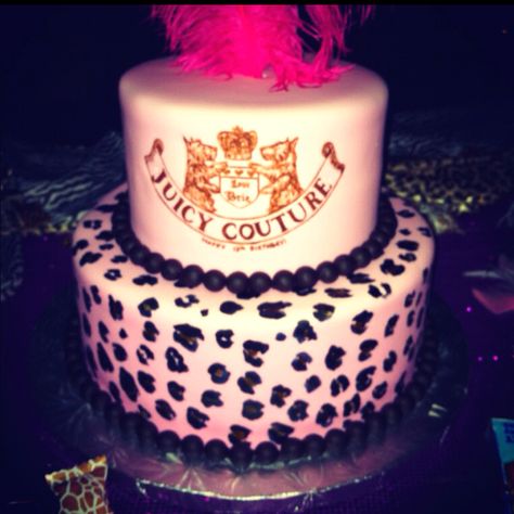 Juicy Couture birthday cake Cheetah Birthday Cakes, Happy Birthday 22, Happy Birthday Theme, Sweet Sixteen Birthday Party Ideas, Sweet 16 Cakes, 16 Cake, Couture Cakes, Sweet Sixteen Birthday, Themed Birthday Cakes