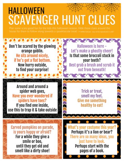 Halloween scavenger hunt printable clues Halloween Scavenger Hunt Clues, Scavenger Hunt Clues For Kids, Scavenger Hunt Riddles, Free Printable Halloween, Treasure Hunt Clues, Scavenger Hunt Clues, Halloween Scavenger Hunt, Christmas Scavenger Hunt, Teen Halloween