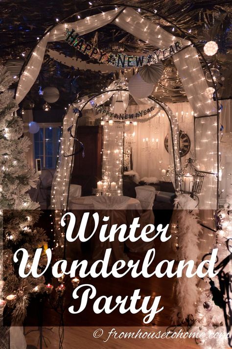 Winter Wonderland Party Ideas | Looking to throw a winter wonderland party and want some ideas for food, drinks and decor? This post has lots of great suggestions! Would also be good for a White Party or Wedding. Christmas Decor Ideas For Venues, Post Holiday Party Ideas, Winter Outside Party Ideas, Winter Birthday Desserts, Sweet 16 Party Ideas In January, December Sweet 16 Party Ideas, December Party Ideas, December Party Themes, Outside Winter Party