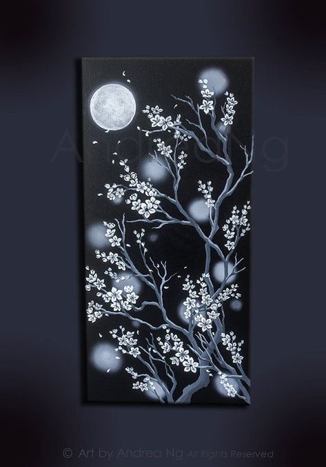 Long Painting, Black Canvas Paintings, Dark Paintings, Soyut Sanat Tabloları, Moon Painting, Tableau Art, Black And White Painting, Diy Canvas Art, Canvas Art Painting