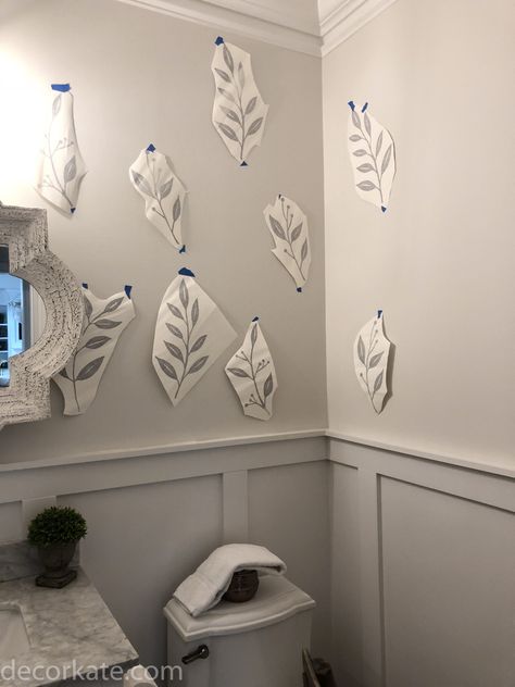 Bathroom Wall Decal Ideas, Cricut Wall Decals Diy, Mirror Stickers Ideas, Cricut Wall Decals, Powder Room Update, Wall Mirror Stickers, Remodel Interior Design, Bathroom Wall Decals, Powder Room Remodel