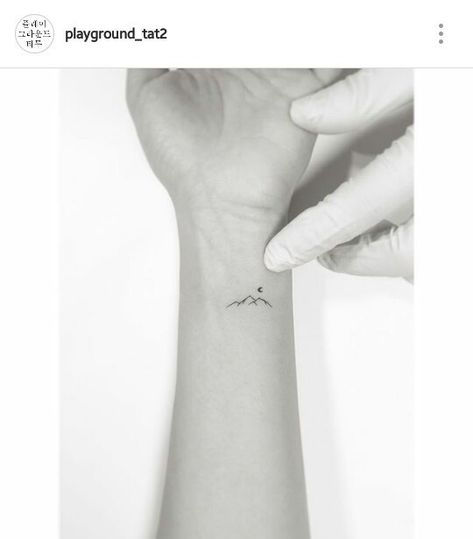 Small Mountain Tattoo Wrist, Tiny Mountain Tattoo, Minimal Mountain Tattoo, Honeymoon Tattoo, Wave Tattoo Wrist, Moutain Tattoos, Small Mountain Tattoo, Berg Tattoo, P Tattoo