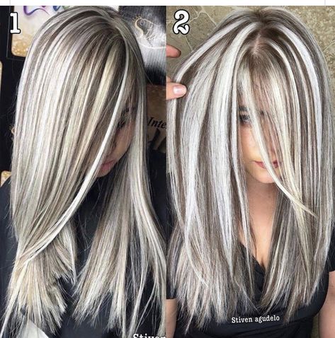 Ice Blonde Hair, Silver Blonde Hair, Gorgeous Gray Hair, Ice Blonde, Balayage Ombre, Silver Hair Color, Brown Hair With Blonde Highlights, Blending Gray Hair, Gray Hair Highlights