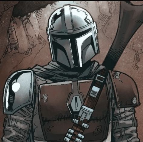 Mandolorian Pfps, Star Wars Art Simple, Star Wars Pfp Aesthetic, Star Wars Comic Icons, The Mandalorian Comic, Mandalorian Comic, Star Wars References, Din Djarin Icon, The Mandalorian Art