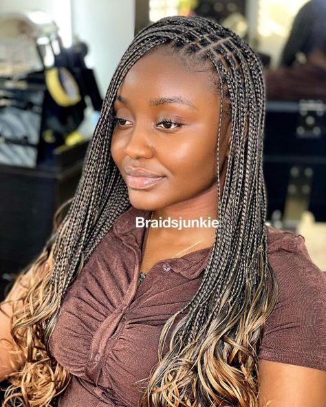 Small Box Braids with Blonde Ends Box Braids With Blonde Ends, Braids With Blonde Ends, Box Braids With Blonde, Braids With Blonde, Thick Box Braids, Purple Box Braids, Burgundy Box Braids, Braids For Women, Black Box Braids