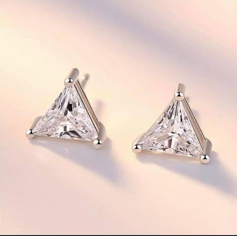 Triangle Diamond, Geometric Fashion, Triangle Earrings Stud, Geometric Studs, Triangle Studs, Ear Earrings, Minimalist Studs, Dainty Studs, Jewellery Uk