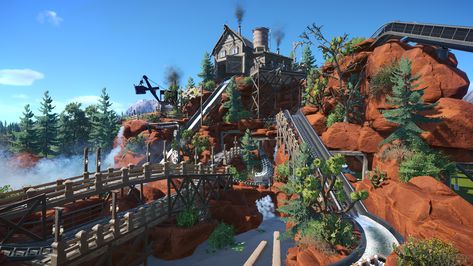 Coaster Inspiration, Restaurant Layout, Coaster Ideas, Planet Coaster, Western Theme, Roller Coaster, Theme Park, Minecraft, Planets