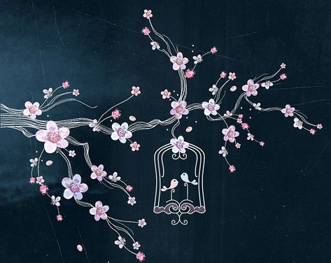 Chalkboard Spring Tree and Bird Cage Clipart, Branch and Love Birds Clip Art, Chalkboard Blossom Tree, Wedding Invitation, Spring Flower Chalkboard Spring, Chalkboard Clipart, Spring Chalkboard, Pink Blossom Tree, Chalk Wall, Chalk Lettering, Chalkboard Designs, Tree Clipart, Spring Tree