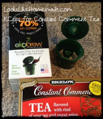 You can just shove any teabags into any reusable K-cup. Don't wait for the manufacturer to produce disposable ones! Constant Comment Tea Recipes, Keurig Pods, K Cup Storage, Reusable K Cup, Bigelow Tea, Keurig K Cup, Free Tea, Problem Solved, K Cups