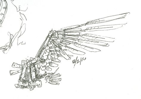 Steampunk Wings Tattoo, Drawing Steampunk, Mechanical Wings, Steampunk Angel, Angel Drawings, Wing Structure, Prosthetic Limbs, Steampunk Wings, Punk Drawing