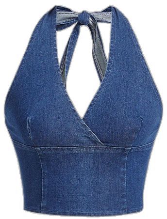 Denim Cami Top, Denim Top Pattern, Diy Jean Top, Denim Tops Women, Denim Crop Top Outfit, Jean Halter Top, Diy Denim Top, Diy Tops For Women, Jean Corset Top