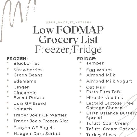 STEF ✨ IBS/SIBO Fit Foodie on Instagram: “GROCERY SERIES PART 3: Freezer/Fridge go-to items 🤍 SAVE this list for your next grocery store run! I’m a huuuuge fan of buying my fruits…” Ibs Grocery List, Fodmap List, Lactose Free Cottage Cheese, Low Fodmap List, Green Beans With Almonds, Almond Milk Yogurt, Miracle Noodles, Mother Health, Fit Foodie