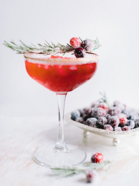 Rosemary Sugared Cranberry Cocktail | aureliaallenphotography.com Rosemary Garnish Cocktail, Sugared Rosemary Sprigs, Rosemary Cranberry Cocktail, Rosemary Cocktail Recipes, Cranberry Rosemary Cocktail, Sugared Cranberry, Cranberry Cocktails, Cranberry Cocktail Recipe, Cointreau Cocktails