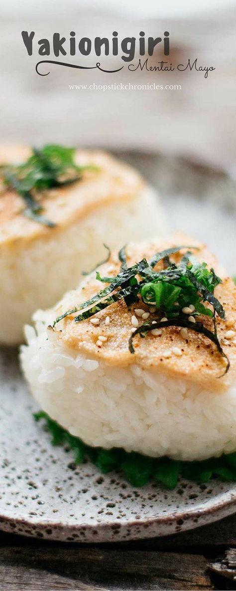 Mentaiko Mayo Yakionigiri Onigiri Rice Balls Recipe, Onigiri Recipes, Yaki Onigiri, Onigiri Recipe, Grilled Rice, Japan Sushi, Easy Japanese Recipes, Australian Food, Japanese Recipes