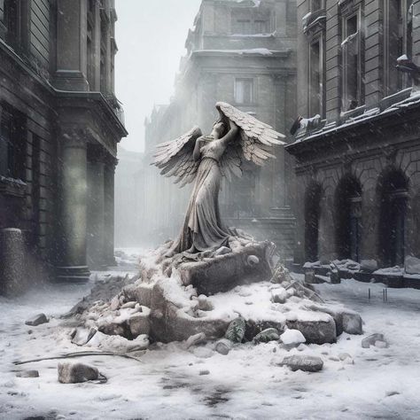 Crumbling Statue, Falling Off A Building, Crumbling Buildings, Falling Angel, Sustained Investigation, Books 2024, Ghost Boy, Angel Statues, Fallen Angel