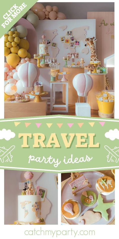 Journey Birthday Theme, Around The World First Birthday Party, One Year Old Birthday Travel Theme, Travel 1st Birthday Party, Travel Theme 1st Birthday Party, Onederful World Birthday Party Girl, Travel Themed First Birthday, Travel First Birthday Party, Travel Theme First Birthday