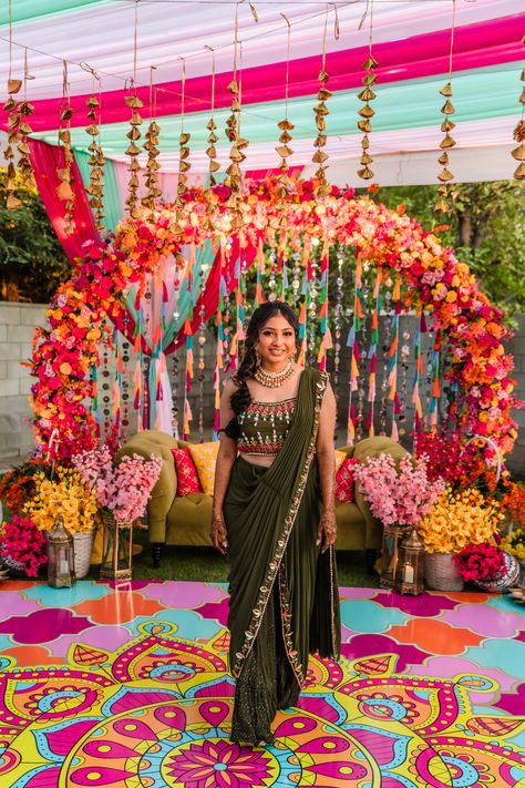 Nital & Vishal's Whimsical Garden Wedding In California Mehndi Function Decoration, Night Decoration, Custom Wedding Illustration, Whimsical Garden Wedding, Night Decor, Asian Wedding Photography, Mehndi Night, Wedding In California, Henna Night