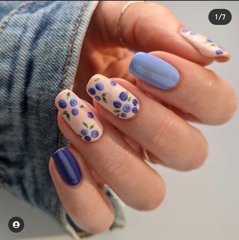 Blueberry Nails, Strawberry Nail Art, Fruit Nail Designs, Fruit Nails, Fruit Nail, Butterfly Nail Designs, Fruit Nail Art, Cute Pink Nails, Fun Fruit