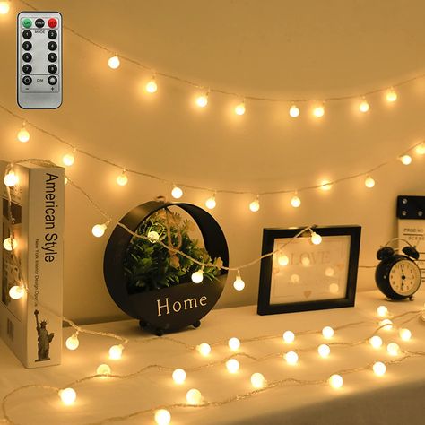 Fairy String Lights Lights4fun, Warm White Led Lights Bedroom, Twinkly Lights Bedroom, Fairy Bulb Lights, Plug In Fairy Lights, Bulb Fairy Lights Bedroom, White Christmas Lights Bedroom, Cool Fairy Lights, Lights For Room Decoration