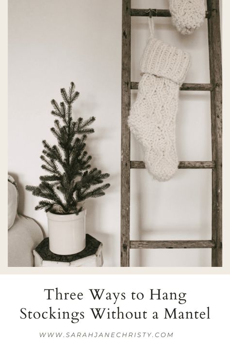 Places To Hang Stockings Ideas, Stockings On Ladder, Neutral Christmas Aesthetic, Botanical Christmas, No Carve Pumpkin Decorating, Small Christmas Tree, Halloween Party Dinner, Christmas Apartment, Neutral Christmas Decor