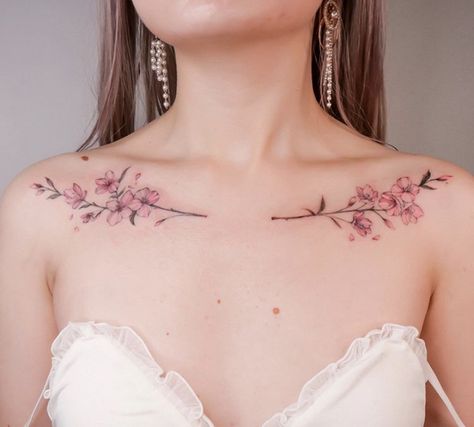 Cherry Blossom Tattoo Chest, Hand Tattoos With Meaning, Woman Tattoo Arm, Flower Tattoos Unique, 00 00 Tattoo, Cherry Blossom Tattoo Shoulder, Small Tattoo Placement Ideas, 00 Tattoo, Tattoo For Mom