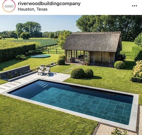 Country Pool Landscaping, Country Pool, Pool Patio Designs, Barn Pool, Rectangle Pool, Pools Backyard Inground, Pool Landscape Design, Swimming Pond, Luxury Pools