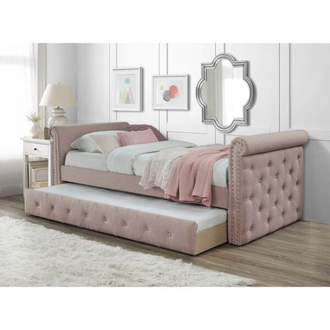 You'll love the Seddon Twin Daybed with Trundle at Wayfair - Great Deals on all Furniture products with Free Shipping on most stuff, even the big stuff. Girls Daybed Room, Girls Daybed, Idea Bilik Tidur, Reka Bentuk Bilik Tidur, Beautiful Bed Designs, Daybed Room, Twin Daybed With Trundle, Twin Daybed, Hiasan Bilik Tidur