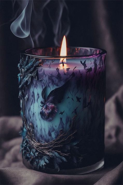 Vines Nature, Goth Candles, Witchcraft Design, Candles Dark, Candle Stick Decor, Purple Candles, Witch Candles, Goth Decor, Aesthetic Candles