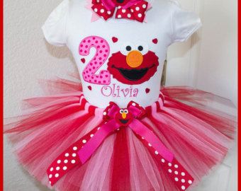 Elmo Birthday Outfit, Tutu Birthday Outfit, Kid Birthday Outfits, Elmo Birthday Party, Tutu Birthday, Sesame Street Birthday Party, Elmo Party, Birthday Tutu Outfit, 2nd Birthday Party Themes