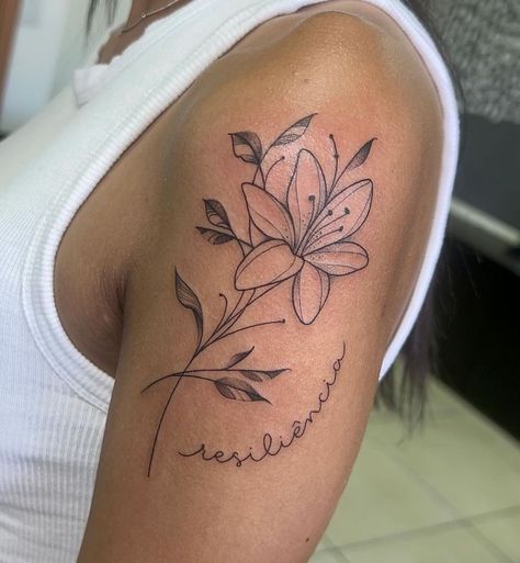 Name Tattoos Placement, Flower Tattoo With Name, Upper Arm Tattoos For Women, Flower Name Tattoo, Name Tattoo Placements, Arm Sleeve Tattoos For Women, Shoe Tattoos, Flower Tattoo Ideas, Intense Emotions